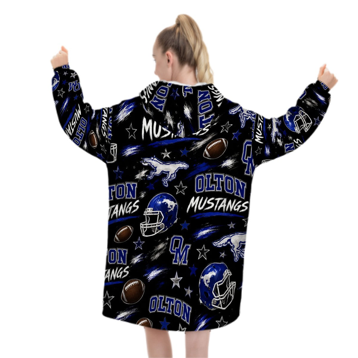 Mustang Football Hooded Blanket