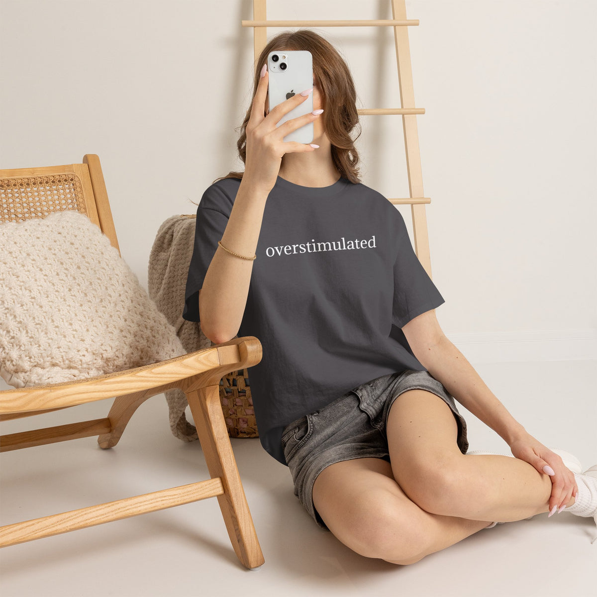 Overstimulated Tee — Minimalist Black Graphic T-Shirt