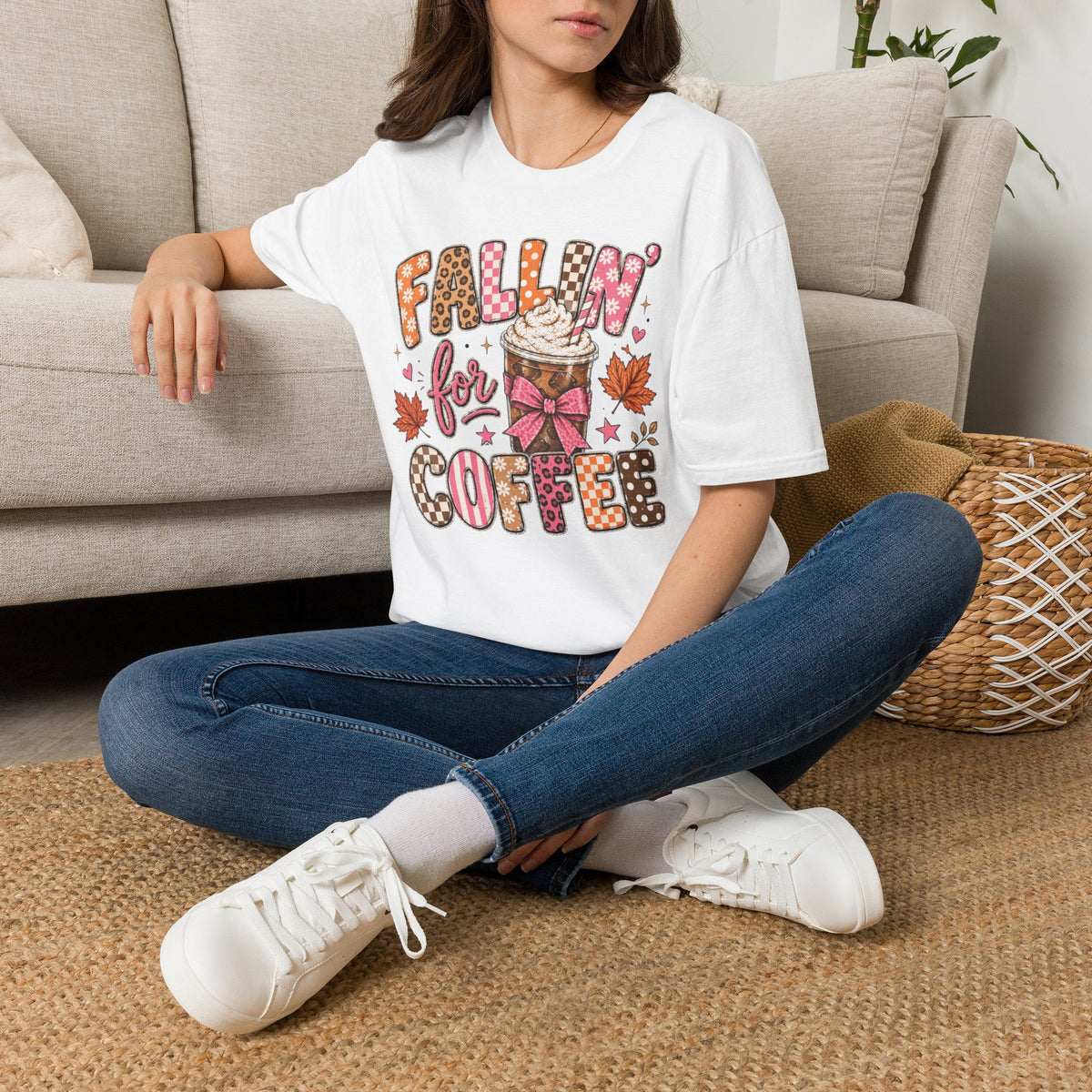 Fallin' for Coffee T-Shirt — Autumn Coffee Lover Tee