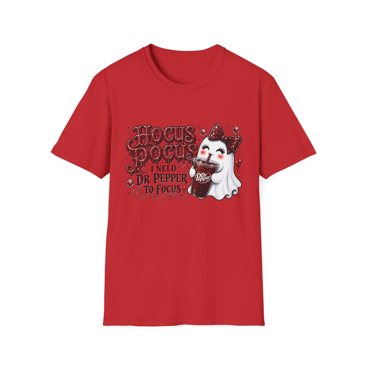 Hocus Pocus Ghost Tee — “I Need Dr Pepper to Focus” Halloween T-Shirt