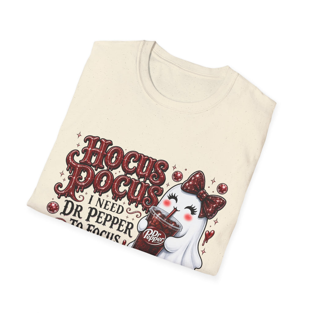 Hocus Pocus Ghost Tee — “I Need Dr Pepper to Focus” Halloween T-Shirt
