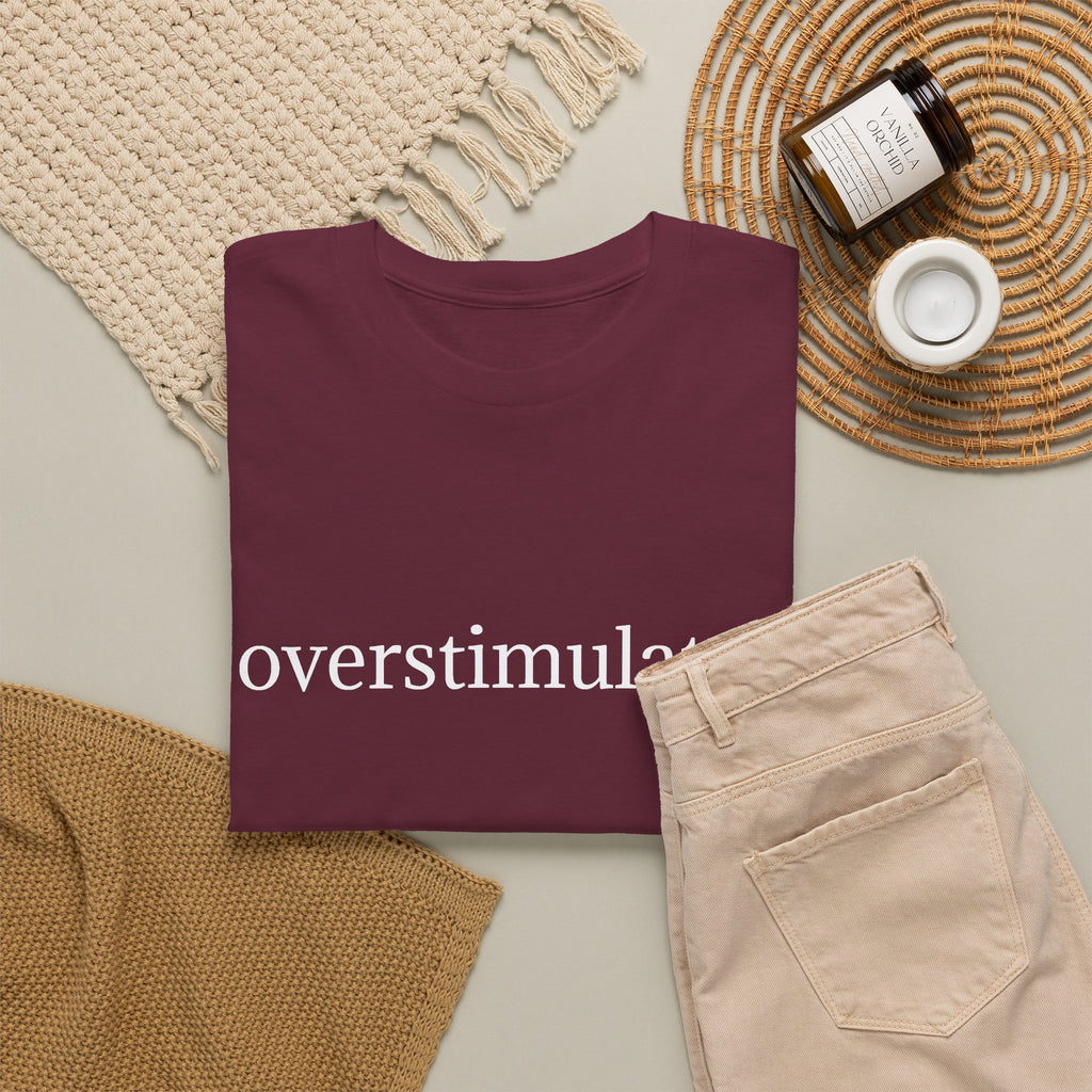 Overstimulated Tee — Minimalist Black Graphic T-Shirt