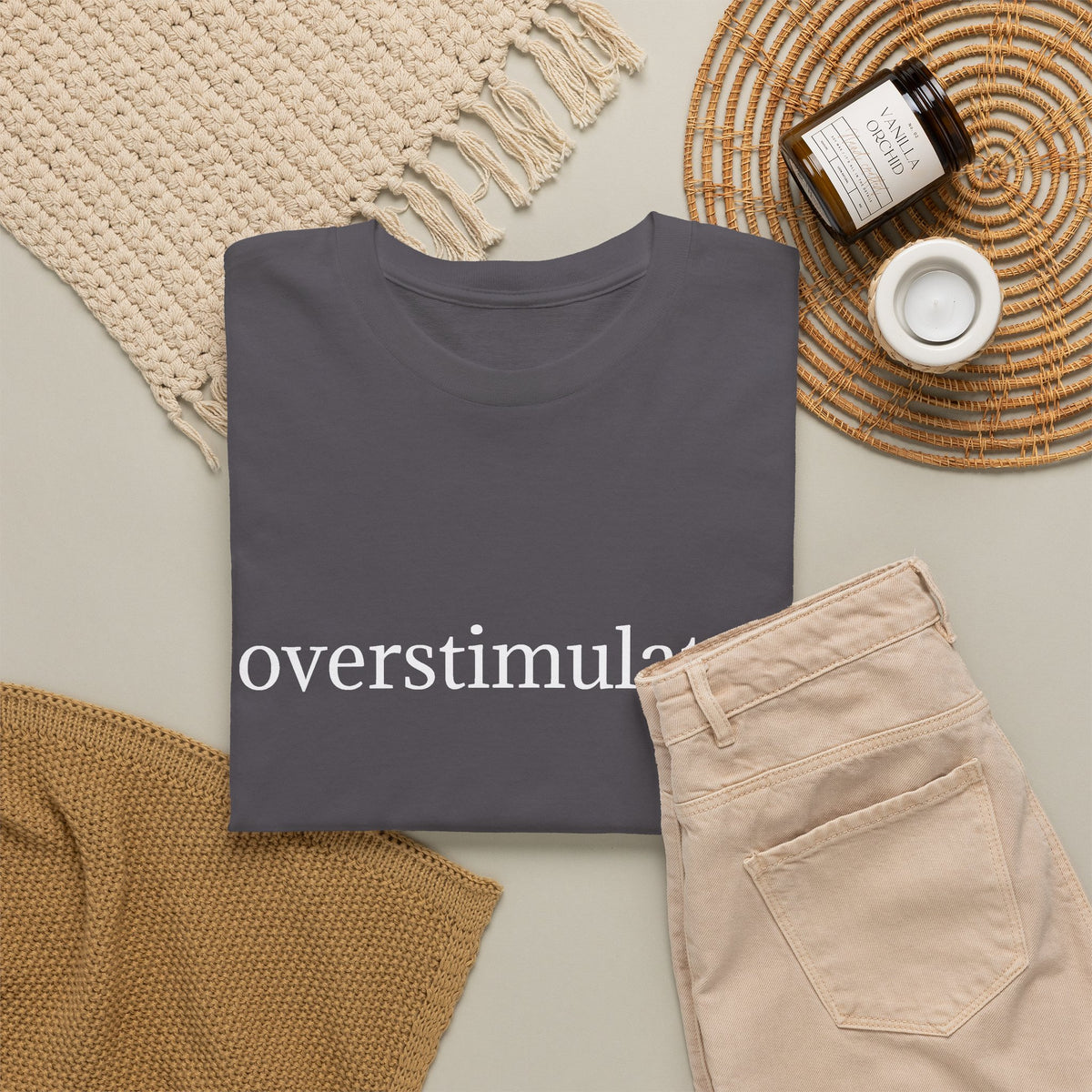 Overstimulated Tee — Minimalist Black Graphic T-Shirt