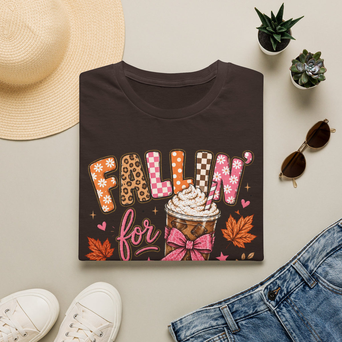 Fallin' for Coffee T-Shirt — Autumn Coffee Lover Tee