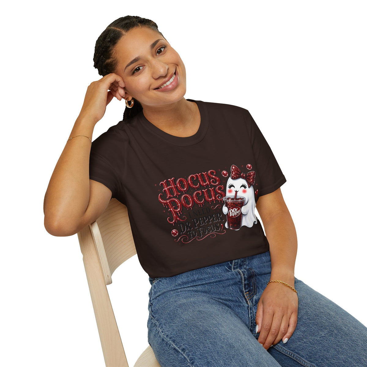Hocus Pocus Ghost Tee — “I Need Dr Pepper to Focus” Halloween T-Shirt