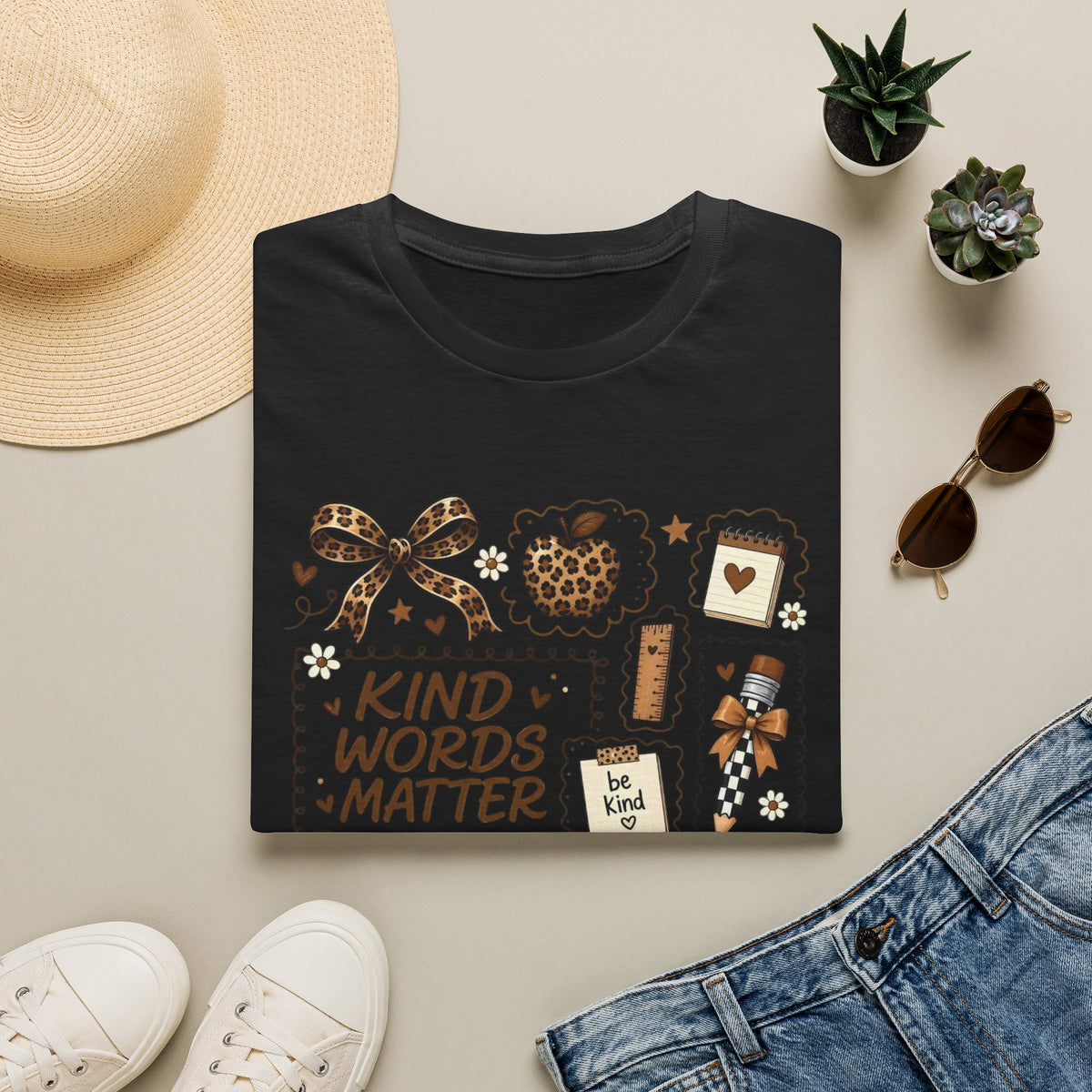 Kind Words Matter Leopard Graphic Tee