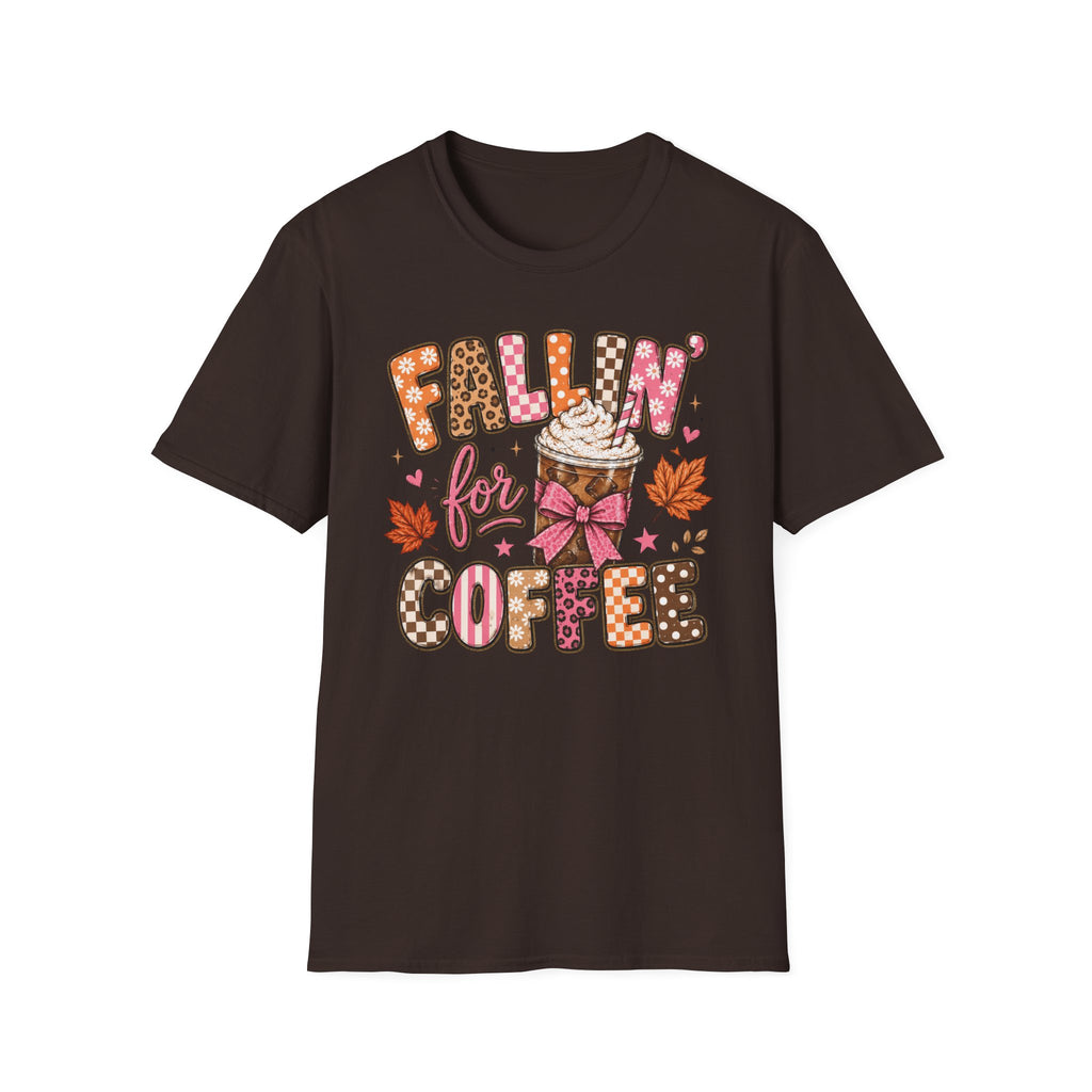 Fallin' for Coffee T-Shirt — Autumn Coffee Lover Tee