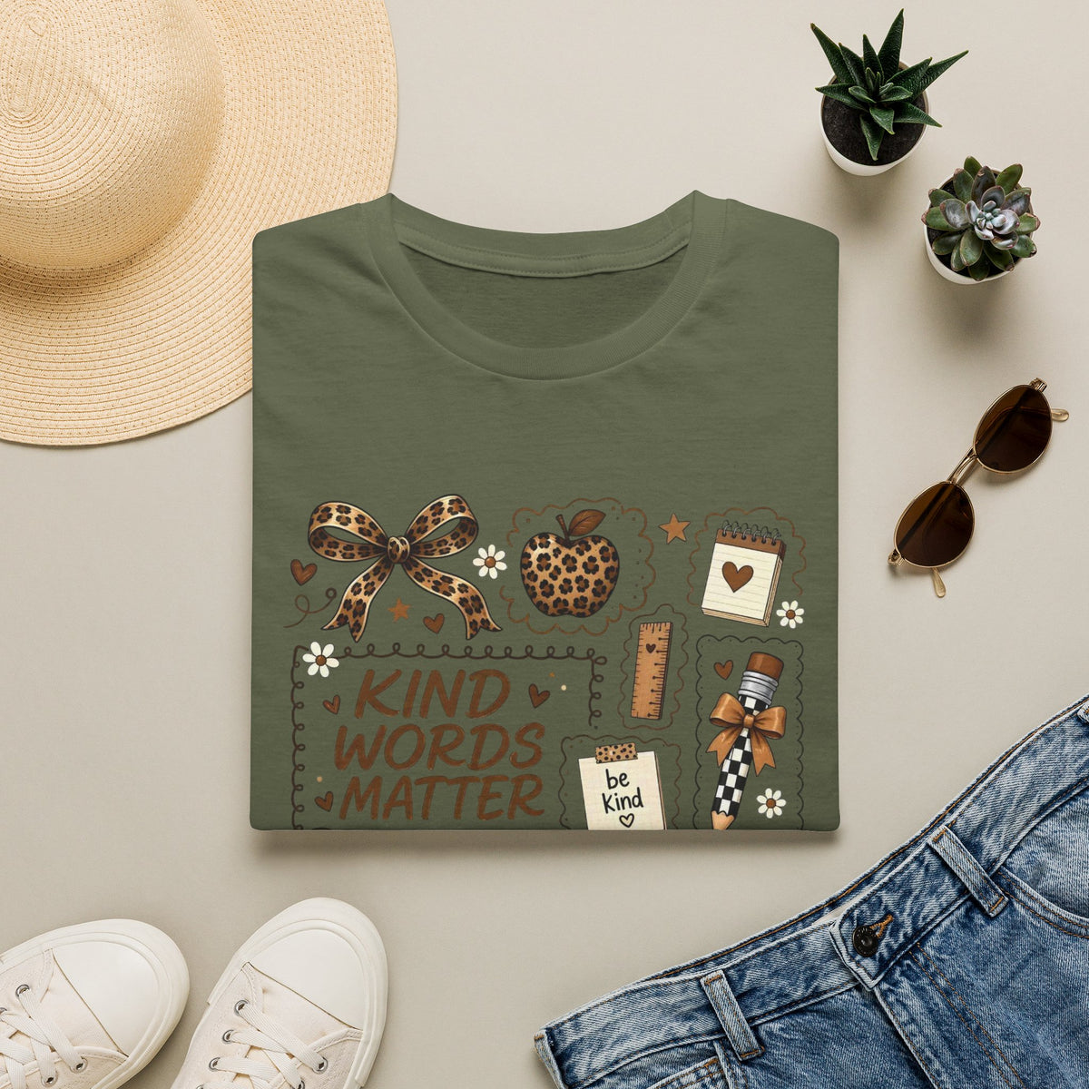 Kind Words Matter Leopard Graphic Tee