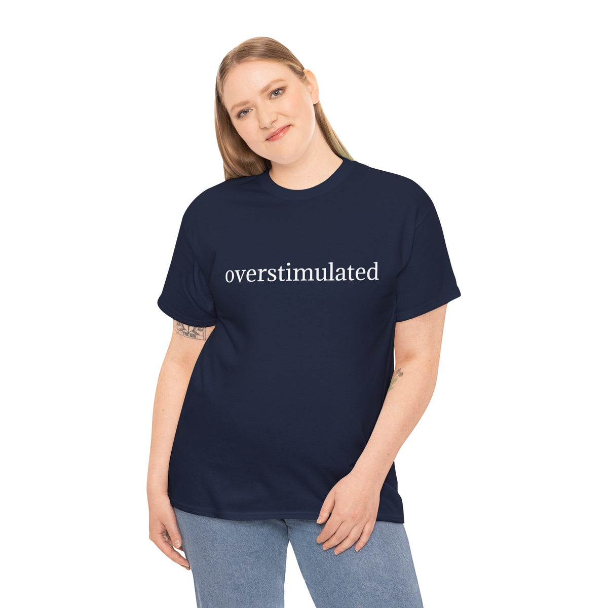 Overstimulated Tee — Minimalist Black Graphic T-Shirt