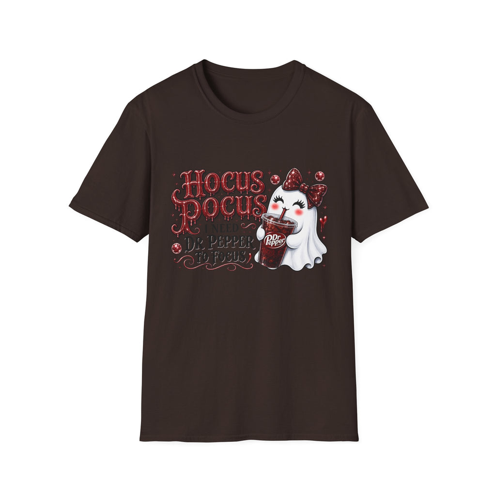 Hocus Pocus Ghost Tee — “I Need Dr Pepper to Focus” Halloween T-Shirt