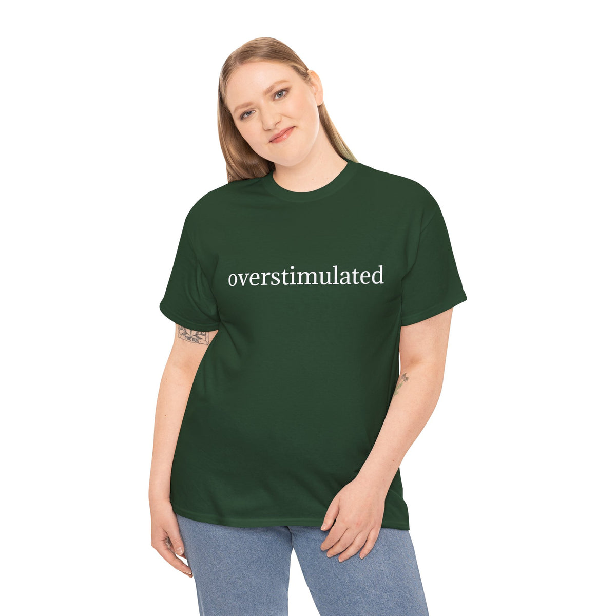 Overstimulated Tee — Minimalist Black Graphic T-Shirt