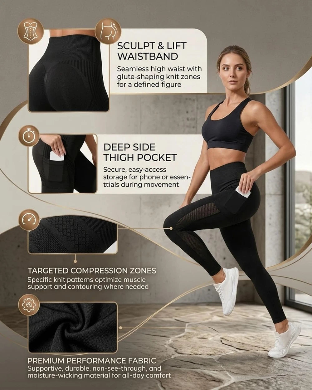 Anti Cellulite Compression Leggings with Pockets