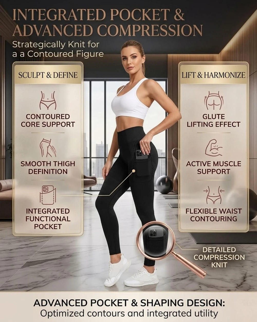 Anti Cellulite Compression Leggings with Pockets