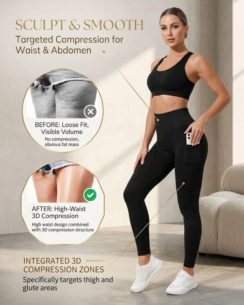 Anti Cellulite Compression Leggings with Pockets