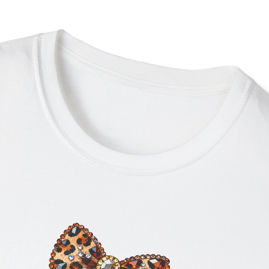 Cute Glitter Halloween Ghost T-Shirt — Leopard Bow, Pumpkin & Pumpkin Spice Coffee Design