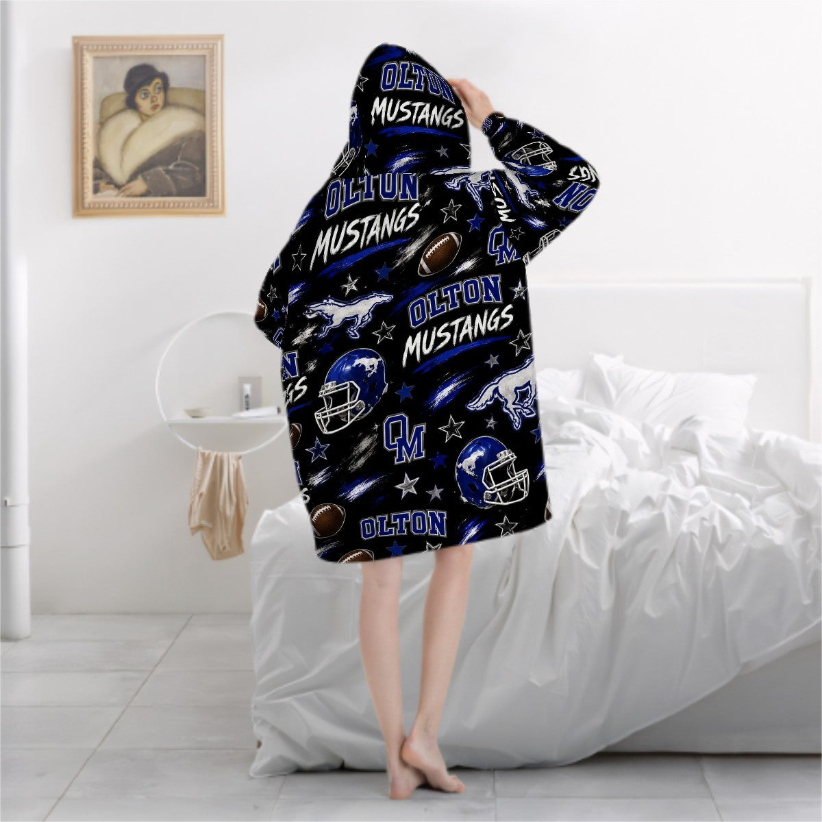 Mustang Football Hooded Blanket