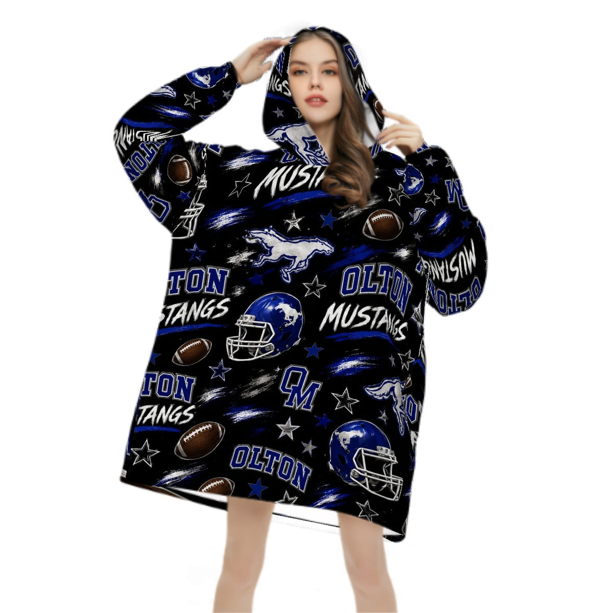Mustang Football Hooded Blanket