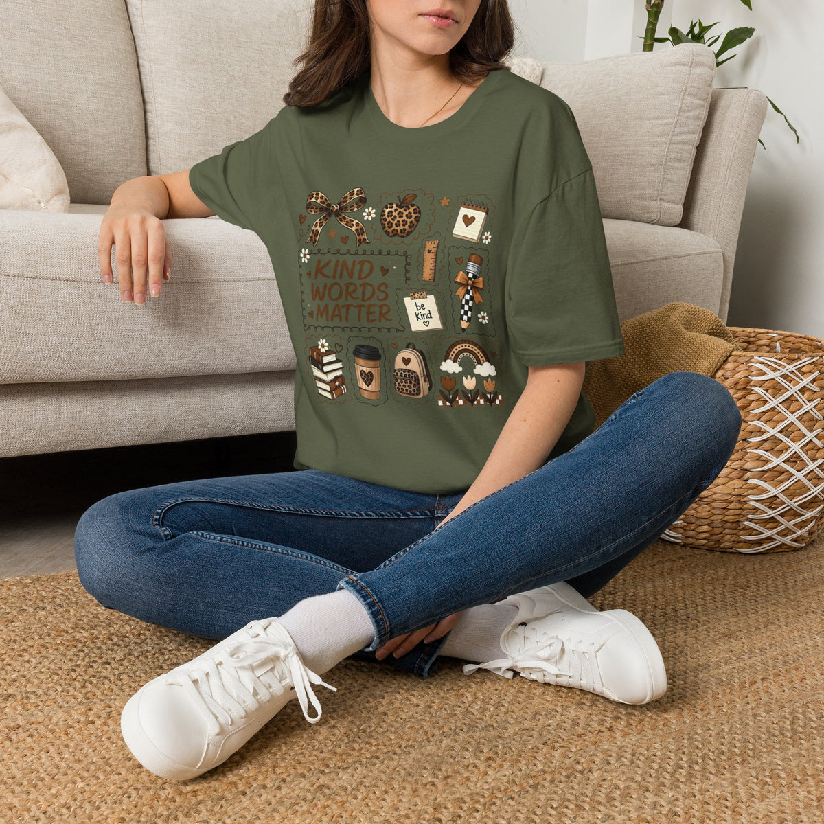 Kind Words Matter Leopard Graphic Tee