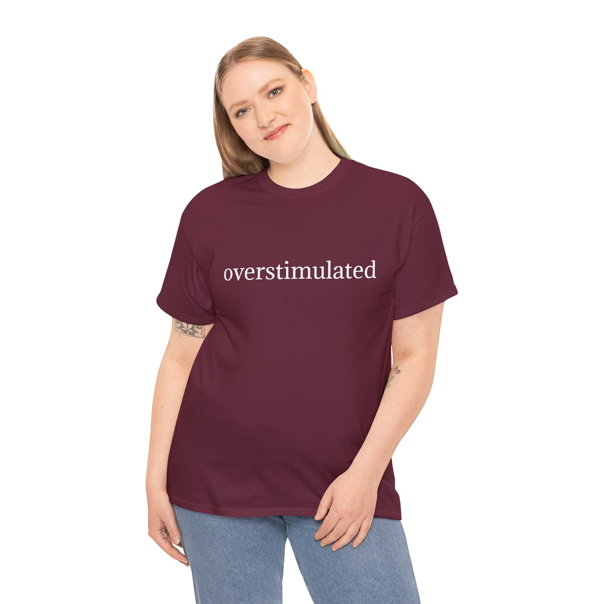 Overstimulated Tee — Minimalist Black Graphic T-Shirt