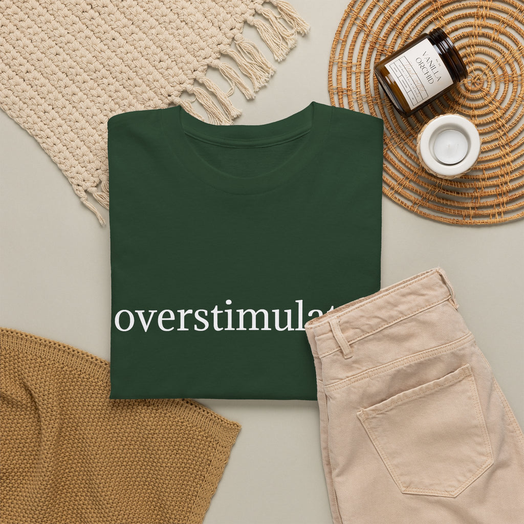 Overstimulated Tee — Minimalist Black Graphic T-Shirt