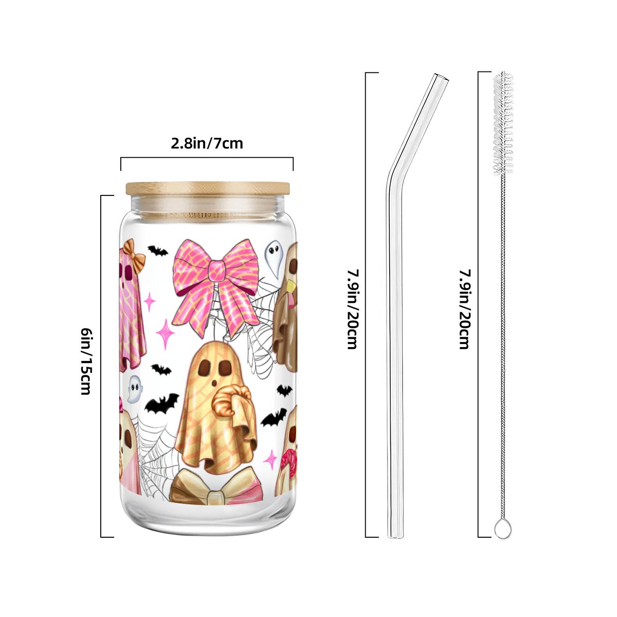 Bows, Boos & Brews 16 oz Glass Cup.