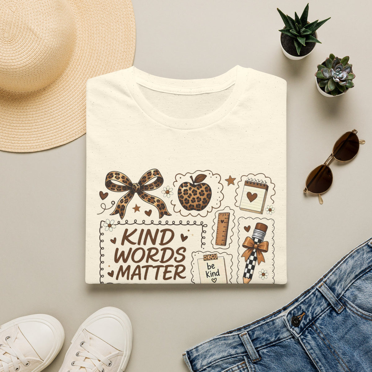 Kind Words Matter Leopard Graphic Tee