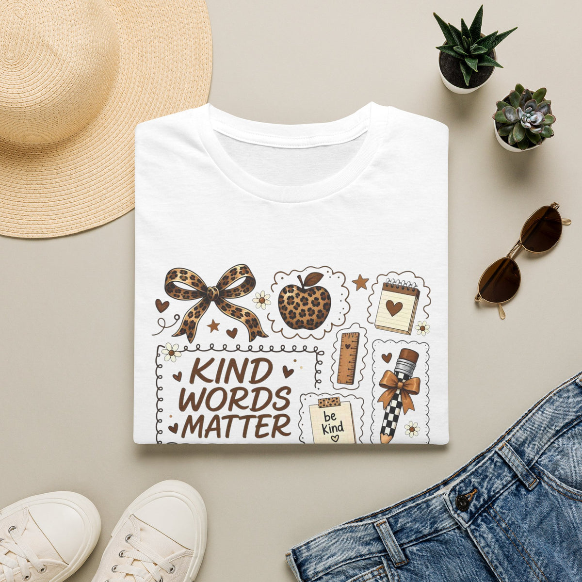 Kind Words Matter Leopard Graphic Tee