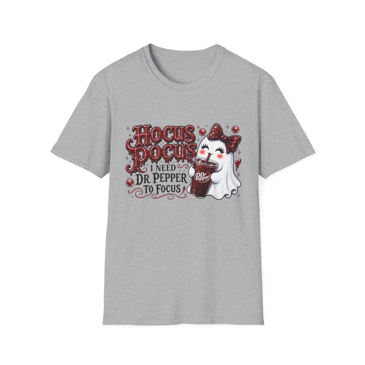 Hocus Pocus Ghost Tee — “I Need Dr Pepper to Focus” Halloween T-Shirt
