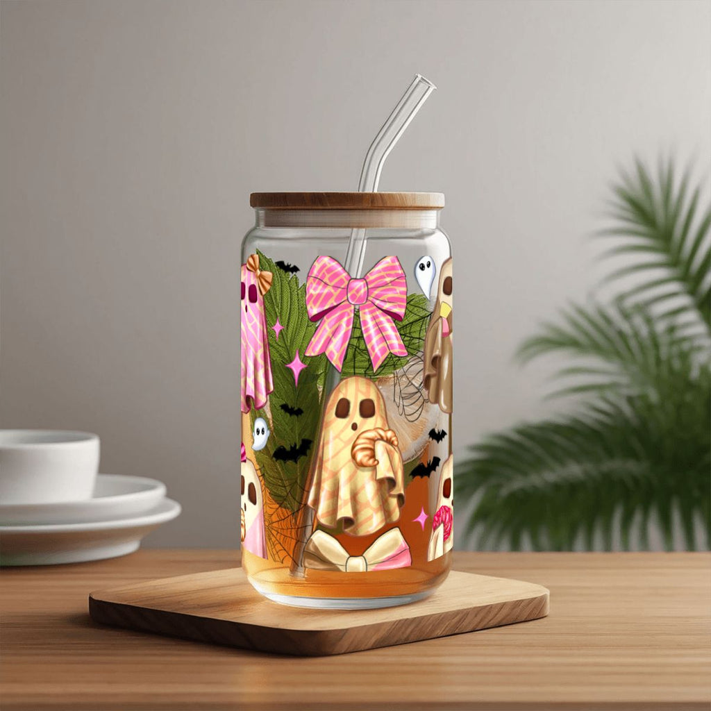 Bows, Boos & Brews 16 oz Glass Cup.
