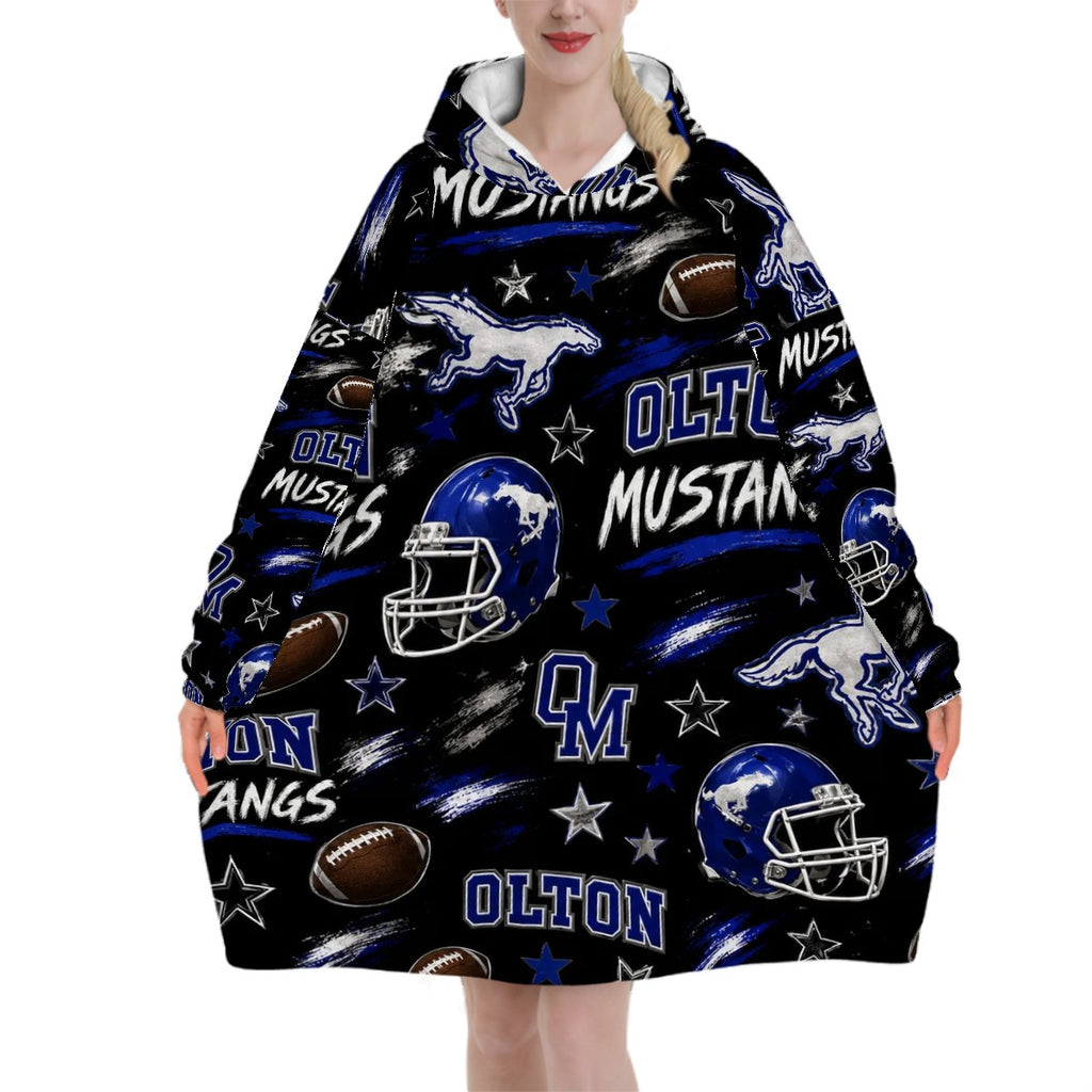 Mustang Football Hooded Blanket