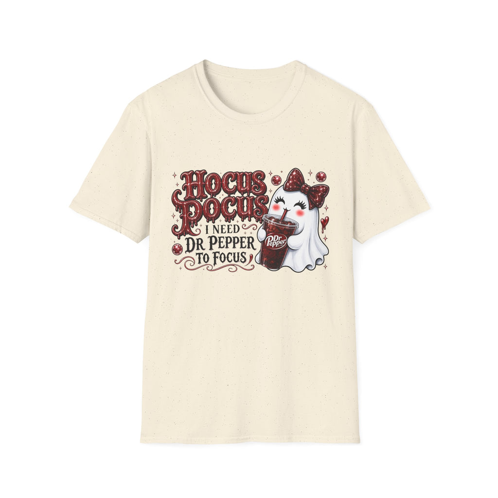 Hocus Pocus Ghost Tee — “I Need Dr Pepper to Focus” Halloween T-Shirt