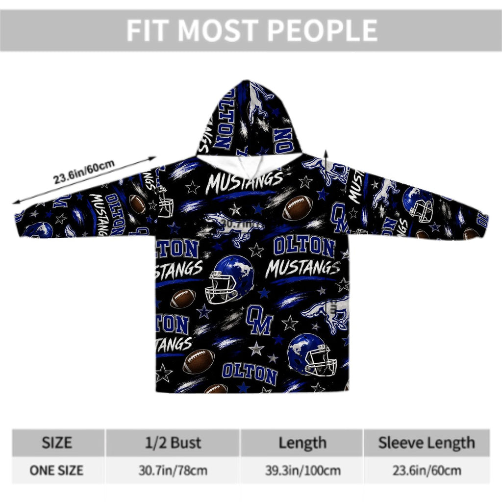 Mustang Football Hooded Blanket