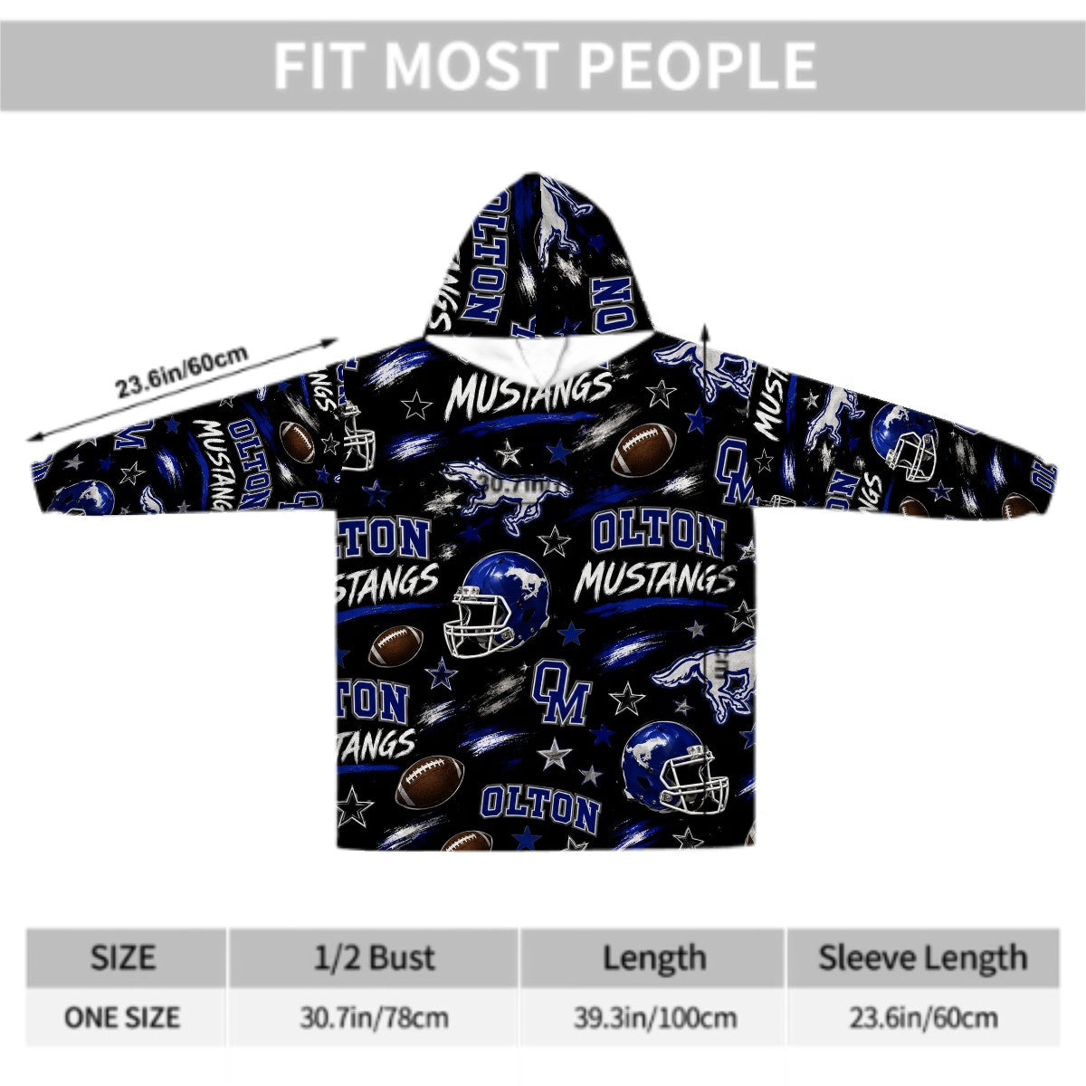 Mustang Football Hooded Blanket