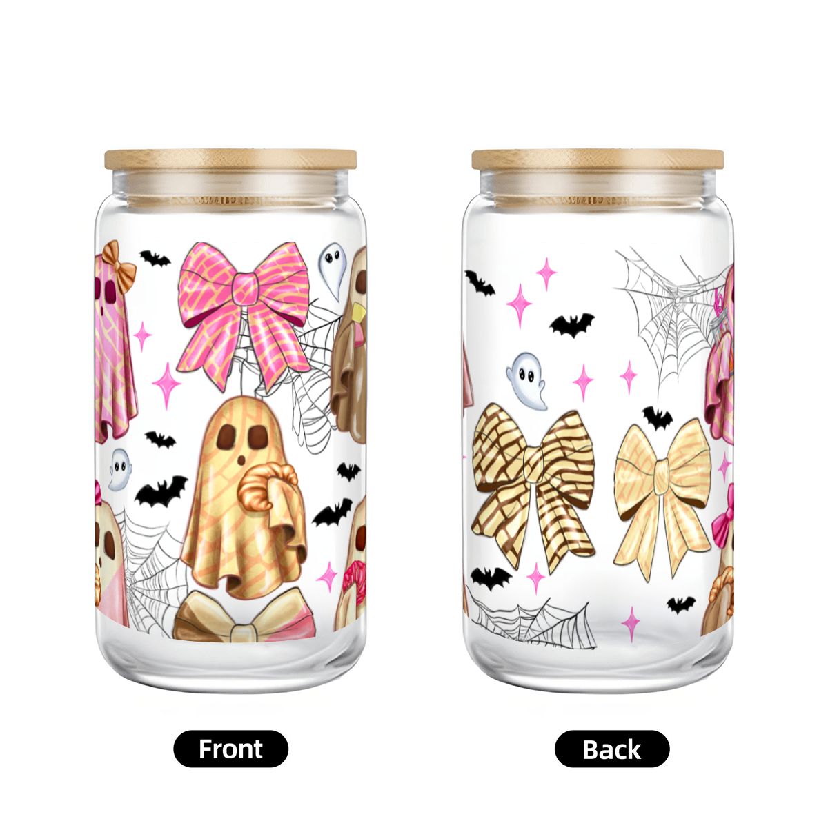 Bows, Boos & Brews 16 oz Glass Cup.